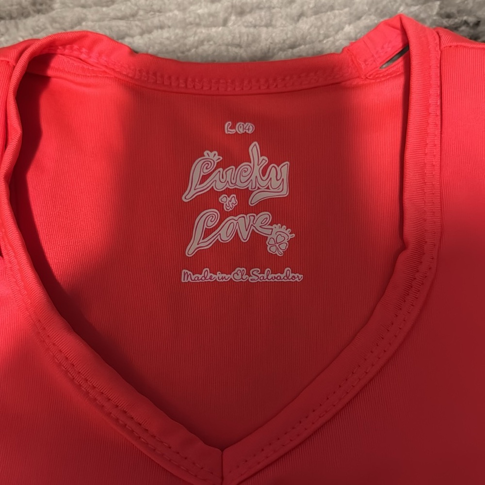 Lucky in Love Neon Pink Tank Top - Picture 2 of 2